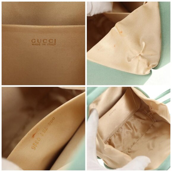 GUCCI Horsebit Backpack Satin Turquoise Blue Gold 005 781 0316 Auth am9199A - Picture 15 of 16